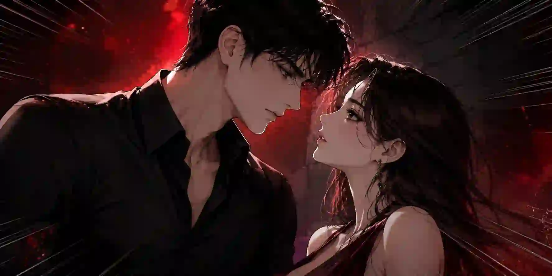 Teach Me First main characters in an intimate moment showcasing the expressive art style and romantic tension of the series